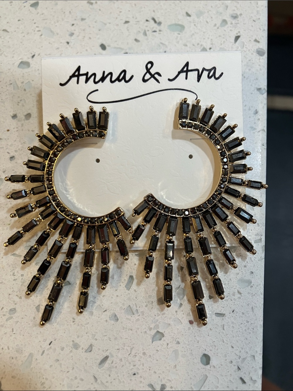 Anna & Ava Black and Gold and hematite  Earrings